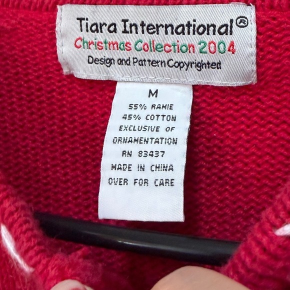 Tiara International Christmas Collection 2004 Red Snowman Sweater Cardigan M - Picture 5 of 8